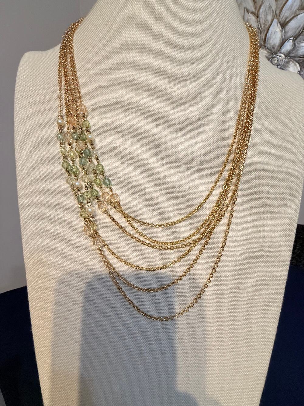 Vintage Layered Acrylic Bead Necklace 24-28”